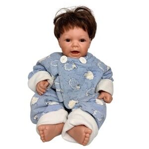 1997 Lee Middleton Original Doll Realistic Baby Brown Hair with Pajamas - BM